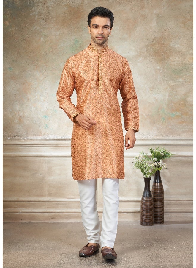 OUTLUK Orange Premium Silk Kurta for Men - Image 1